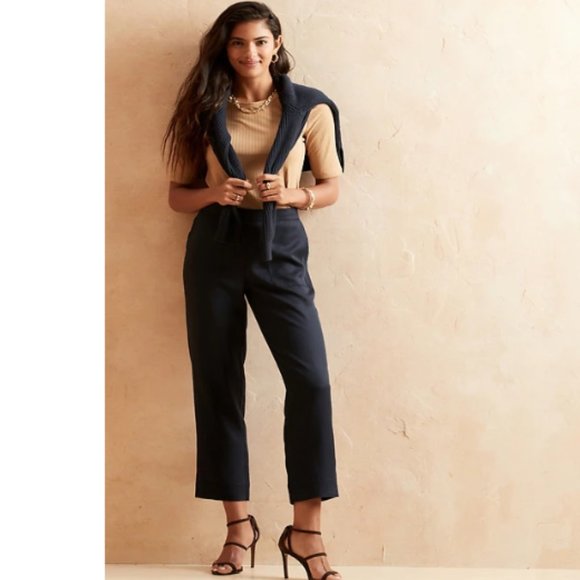 Banana Republic Factory Pants - NWT BRF Tencel Pull On Straight Leg Pant 8 Navy F383